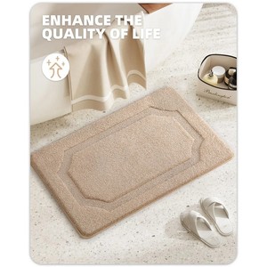 Tapis de bain moderne en chenille, rectangulaire, couleur unie, antidérapant, avec support en caoutchouc, épais et touffeté, pour usage domestique - Product Image 2