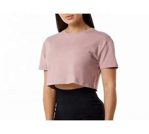 T-shirts en polyester pour femmes T-shirts décontractés en coton respirant à col rond de couleur personnalisée pour femmes - Product Image 1