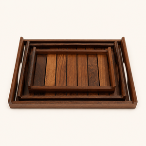Tray <b>Set</b> 3 <b>Pc</b> | Indian Rosewood Wooden Serving Tray <b>Set</b> | Premium Handmade Nesting Trays Home Decor Tableware Gift Luxury Decora - Product Image 1