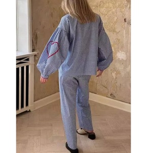 Spring Summer Collection OEM ODM Private Label Vietnam Factory Custom Women Cotton Blend Long Sleeve Pants Suit Sleepwear - Product Image 2