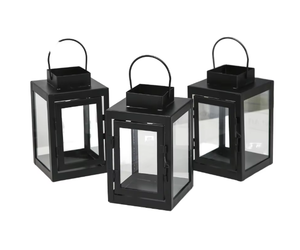 Farolillo Pequeño de Hierro y Vidrio de Alta Calidad para Decoración Navideña del Hogar, Farolillos Navideños Metálicos al por Mayor - Product Image 1