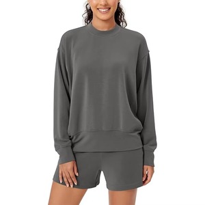 Sweat-shirt en molleton de coton pour femmes, fabricant OEM en gros, broderie personnalisée, logo personnalisé, fournisseur de vêtements décontractés haut de gamme pour les États-Unis - Product Image 1