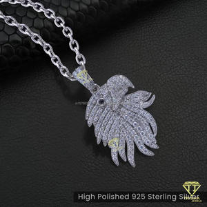 Pendentif de créateur en forme d'oiseau, style streetwear hip-hop de luxe et finition glacée - Product Image 4