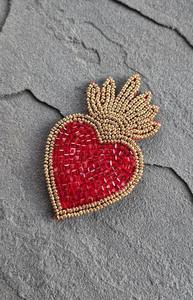 Broche en corail de poisson faite à la main, brodée de perles Miyuki, avec franges, en fil de soie Kora et fils de bullion, taille personnalisée, la plus vendue - Product Image 3