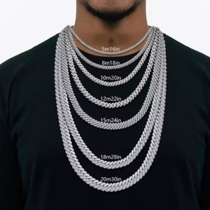 Cadena Cubana de Plata de Ley 925 con Diamantes Cultivados en Laboratorio, Certificación IGI, 6MM - 16MM, 14-30 Pulgadas, Estilo Hip Hop, Cadena Cubana con Incrustaciones de Diamantes para Hombre - Product Image 6