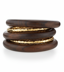 Pulsera de Madera Oscura Hecha a Mano al por Mayor con Incrustación Circular de Resina Blanca |   Brazalete Ancho de Madera Estilo Bohemio por AFZA ENTERPRISES - Product Image 3