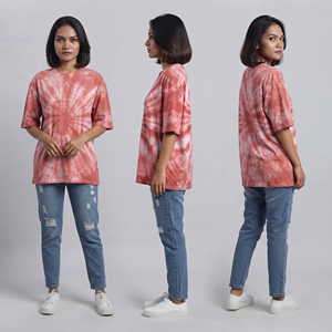 Camiseta de algodón para mujer, efecto desgastado, cuello redondo, corte holgado, manga tres cuartos, estilo casual oversize, streetwear, camiseta de verano OEM - Product Image 6