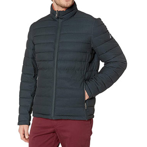 Chaqueta Acolchada Negra para Hombre, Cuello Alto, Cierre de Cremallera, Resistente al Viento, Informal, de Poliéster - Product Image 2