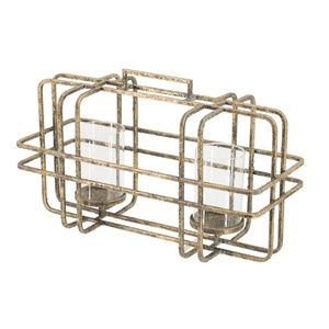 Modern Industrial Double <b>Hurricane</b> <b>Candle</b> Holder Silver Geometric Oval Votive Stand Contemporary Metal Twin Pillar Holder for - Product Image 6