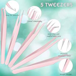 Ensemble de pinces à cils de haute qualité, pinces à cils en fibre pour volume avec pointes courbées et angulées de précision, professionnelles - Product Image 5