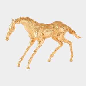 Sculpture de cheval doré, figurine d'animal plaquée or faite à la main, décoration de table, art contemporain pour salon - Product Image 3