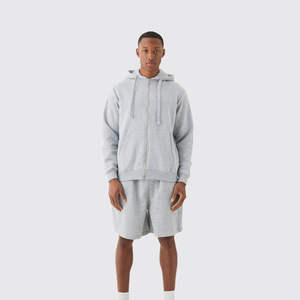 Sudadera con Capucha y Cremallera de Forro Polar Grueso de 400 g/m², 100% Algodón, Color Negro Sólido, Corte Regular, para Invierno, con Cuello con Capucha y Cremallera, Térmica - Product Image 5