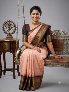 Sari en soie noir dessiné à la main pour femme, traditionnel indien pakistanais, longueur ras du sol, ethnique, coupe classique, toutes saisons - Product Image 3