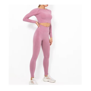 Conjuntos Deportivos Personalizados para Mujer, Ropa de Gimnasio y Fitness, Conjunto de Dos Piezas de Top de Yoga y Leggings de Cintura Alta - Product Image 6
