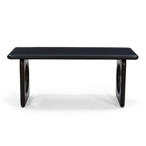 Table basse moderne noire avec pieds géométriques découpés en cercle, en bois de manguier massif, table centrale pour canapé, idéale pour la maison et le salon de style farmhouse - Product Image 5