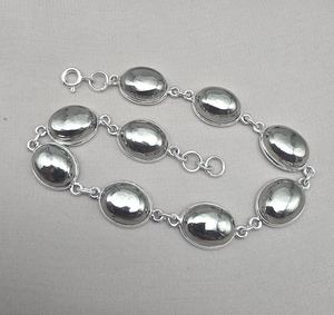 Bracelet de luxe fait main en argent sterling plaqué or avec pyrite, maillons ovales minimalistes, sans nickel, pour femme, vente en gros OEM - Product Image 1