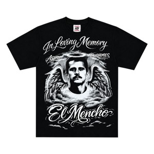Camiseta Deadhomies Loving Memory El Mencho para hombre, camiseta negra de manga corta con estampado de letras, camiseta de algodón con cuello redondo, corte holgado - Product Image 1