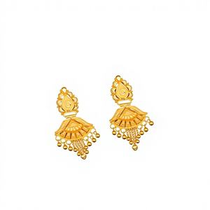 Pendientes de Oro Sólido de 22K Sanskruti, Joyería Tradicional India de Templo, Jhumka para Mujer, Joyería Fina Hecha a Mano - Product Image 1