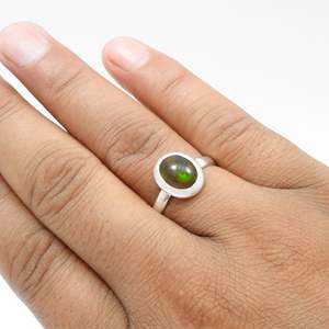 Beautiful Oval Shaped Black <b>Opal</b> Gemstone <b>Ring</b> Available In 925 Solid Sterling Silver Bezel Setting Gemstone Bohemian <b>Ring</b> - Product Image 3