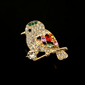 Handmade Multicolor Crystal Bird <b>Brooch</b> Vintage Gold Tone Lapel <b>Pin</b> Animal Fashion Jewelry Rhinestone Gift Wedding Anniversary - Product Image 1