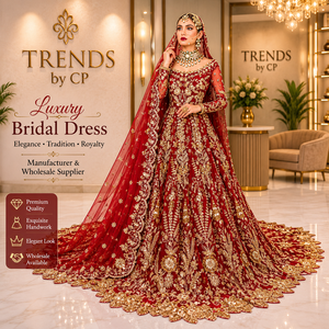 ชุดเลเฮนกาโชลีผ้าชีฟองพรีเมียมจาก TrendsbyCp พร้อมงานปักดิ้นทองแบบซาร์โดซี ความยาวระดับพื้น ชุดแต่งงานแบบดั้งเดิม ชุดเจ้าสาว - Product Image 5