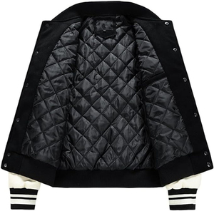 <b>Men's</b> Custom Style Melton Wool Varsity <b>Jacket</b> with <b>Leather</b> Sleeves Patchwork Design Wholesale College Baseball <b>jacket</b> for <b>men</b> - Product Image 5