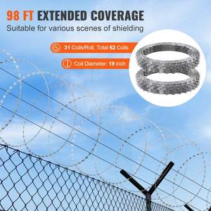 2 Rouleaux de fil de fer barbelé de 98 pieds pour clôtures de jardin en ruban galvanisé pour des mesures de sécurité efficaces - Product Image 5