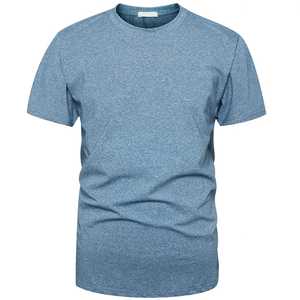 Camiseta de Manga Corta para Hombre, Cuello Redondo, Azul, Corte Regular, 100% Algodón Jersey, Tejido de Punto, Color Sólido, Transpirable, para Gimnasio - Product Image 3