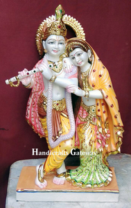 Belle statue en marbre Radha Krishna faite à la main avec un design traditionnel, durable et idéale pour la décoration de la maison - Product Image 6