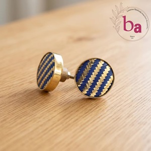 Ba Round Brass Cabinet <b>Knobs</b> and Handles with Blue Woven Pattern Durable Eco-Friendly Modern Furniture for Wardrobe Home Office - Product Image 1