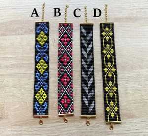 Bracelet artisanal en perles de pierre, motif noir, jaune et argenté, pour la fabrication de bracelets, NOUSHAD HANDICRAFTS, modèle NH-758, certifié IGI - Product Image 1