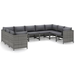 9 Piece Poly <b>Rattan</b> Patio Lounge Set with Gray <b>Cushions</b> <b>Garden</b> Sets - Product Image 2