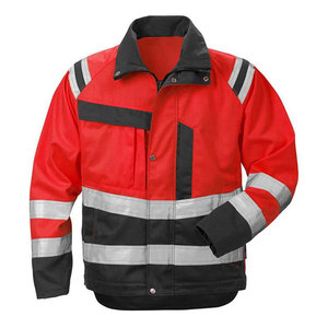 Econex Sports Unisex High Visibility Reflective Safety <b>Jacket</b> CE/EU Certified Polyester Orange Navy Blue <b>Silver</b> Stripes Workwear - Product Image 2