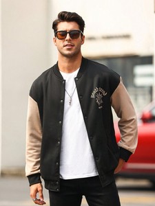 Modern College Streetwear <b>Baseball</b> Varsity <b>Jacket</b> <b>for</b> <b>Men</b> Snap Button Closure Custom Lightweight Fleece Trendy Winter Fashion - Product Image 5