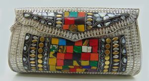 Pochette de soirée multicolore en mosaïque de strass, sac à main de fête à sequins pour mariage et banquet, fait main, haute qualité - Product Image 1