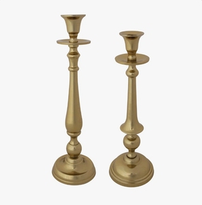 Wholesale Gold <b>Brass</b> Metal Taper Candle Holder Set Traditional Classic <b>Candlestick</b> Stand Handmade Eco-Friendly Table Centerpiece - Product Image 2