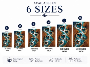 Handmade Wood Resin Cremation Urn Ocean Blue Hearts Stars American Style Durable Eco-Friendly Decor - Product Image 2