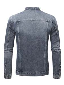 Men's Slim Fit Stonewashed <b>Denim</b> <b>Jacket</b> With Zipper Closure And Pockets Casual Style Autumn Wear - Product Image 4
