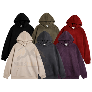 Sweat-shirt à capuche unisexe bleu marine uni, décontracté, à manches longues, avec poche kangourou, cordon de serrage, 100% coton, polaire respirant - Product Image 5