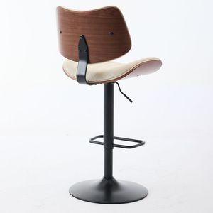 Sgabelli da Bar in Legno di Noce Curvato, Stile Moderno Mid-Century, Altezza Regolabile, Rivestimento in Pelle Nera, Girevoli a 360 Gradi - Product Image 6