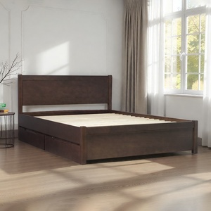 Fabricante de Muebles Premium en Vietnam, OEM/ODM, Cama con Plataforma de Almacenamiento KD de Madera de Caucho Resistente, Ecológica y Lista para Exportación - Product Image 1