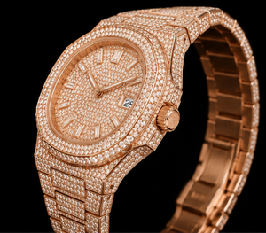 Reloj de Lujo para Hombre con Incrustaciones de Moissanita, Esfera Redonda con Indicador de Fecha, Movimiento de Cuarzo, Cristal de Zafiro, 41 mm - Product Image 4