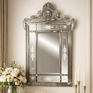 Miroir mural baroque vénitien de luxe, design vintage antique |   Miroir décoratif en verre orné pour salon, chambre à coucher, hôtel - Product Image 5