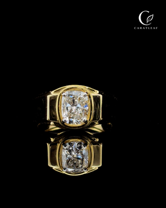 <b>Men's</b> Premium Lab Grown Cushion-Cut Diamond Wedding <b>Ring</b> | 22K Yellow <b>Gold</b> Classic Luxury <b>Ring</b> - Product Image 1
