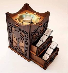 Porte-encens Mabkhara en bois élégant, fait main, brûleur d'encens en bois de santal avec calligraphie arabe pour une utilisation aromatique - Product Image 5