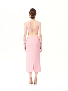 Abito Midi BLUSH CORSET - Vestito in Crepe Intrecciato a Vita Naturale, Ideale per le Vacanze, Collezione SUMMER DAWN, Marca Locale Vietnamita - Product Image 3