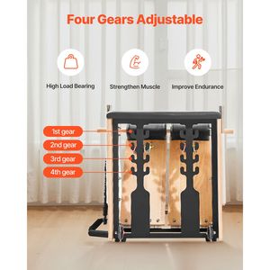Sedia Pilates in Legno con Pedali Divisi, Trainer per Stabilità, Reformer per Esercizi, Maniglie Pila, Accessori per Allenamento Yoga e Fitness - Product Image 4