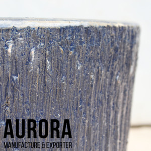 Ensemble de pots de fleurs en céramique rustique écologiques avec trou de drainage, jardinières d'extérieur, design texturé bleu foncé pour fleurs vertes - Product Image 6