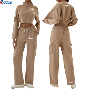 Conjunto Deportivo Gris para Mujer de BOBBIN INDUSTRIES, Manga Larga, Cuello Alto, Corte Holgado Informal, Color Sólido, con Bolsillos Laterales y Cintura Elástica - Product Image 5