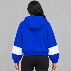 Zeta Phi Beta Sorority <b>Women's</b> Blue <b>White</b> Color Block Zip-Up Oversized Hoodie Greek Letter Embroidered Varsity <b>Sweatshirt</b> - Product Image 5